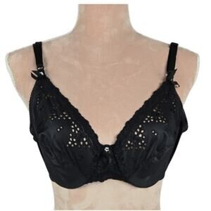 Vintage Eve Stillman for Lady Marlene Lacy Bra Black Size 34C